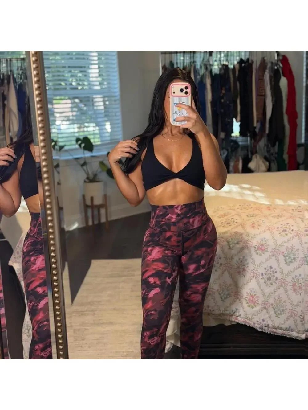Lululemon Align High Rise Crop Pink Black Floral Leggings Size 6